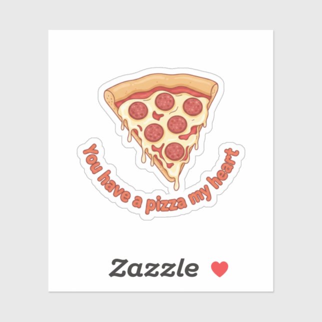 Pegatina You Have A Pizza My Heart Funny Valentine Food Pun (Hoja)