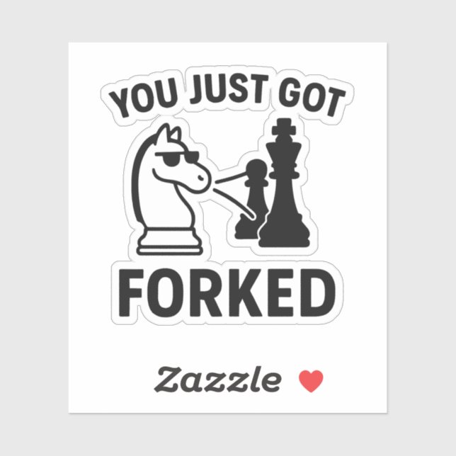 Pegatina You Just Got Forked – Funny Chess Meme Sticker (Hoja)