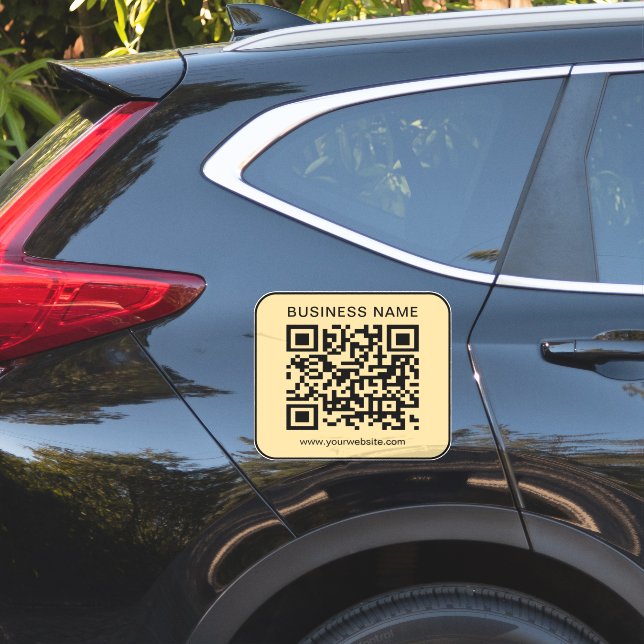 Pegatina Your Business Name Url QR Code Large Black & Gold (Lado del coche)