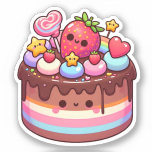 Pegatina yummy kawaii pastel de chocolate
