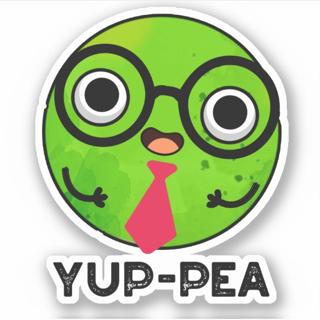 Pegatina Yup-pea Funny Yuppie Veggie Pea Pun (Anverso)