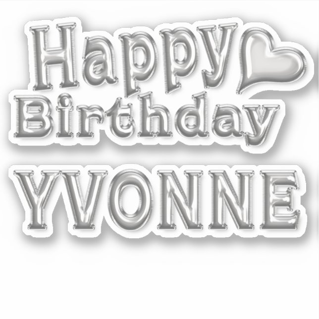 Pegatina Yvonne Happy Birthday silver Aufkleber Sticker (Anverso)