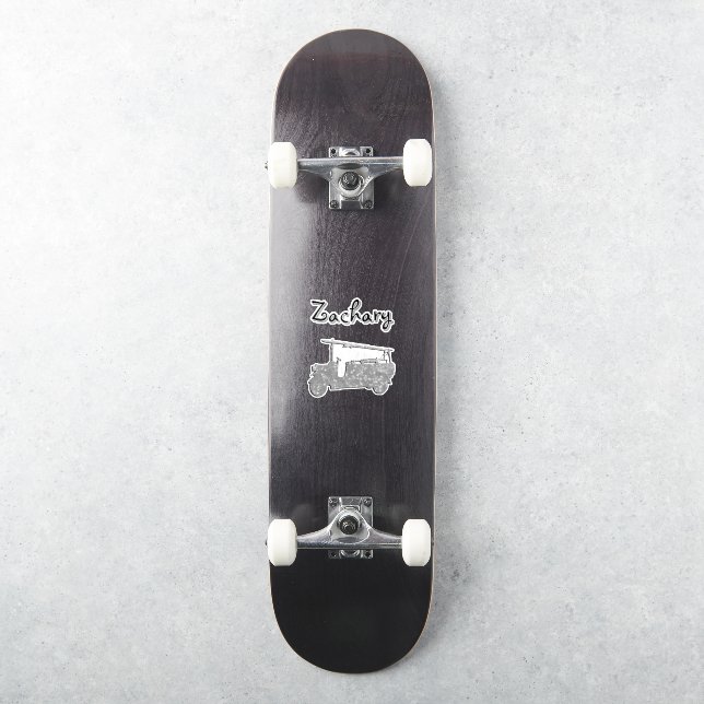 Pegatina Zachary Name With A Fire Truck, (Monopatín)