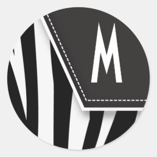 Pegatina Zany Zebra Monograma (negro)