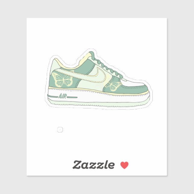 Pegatina zapatillas de mariposa verde ropa jordana (Hoja)