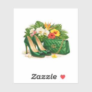 Pegatina Zapatos de boda tropicales de esmeralda de lujo
