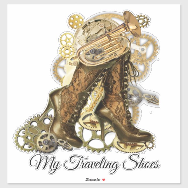 Pegatina Zapatos de viaje de Steampunk (Hoja)