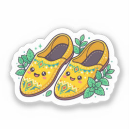 Pegatina Zapatos Marroquíes Amarillos Kawaii Babouche Adora