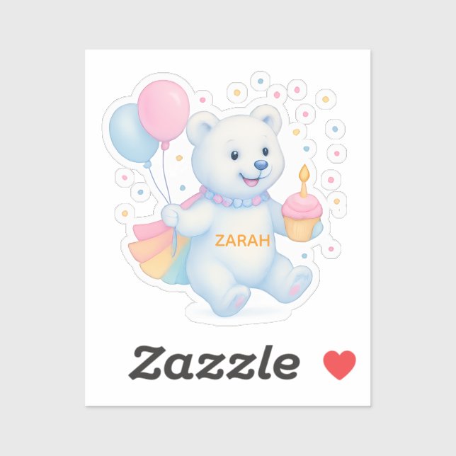 Pegatina Zarah Dancing Polar Bear Custom-Cut Vinyl Sticker (Hoja)
