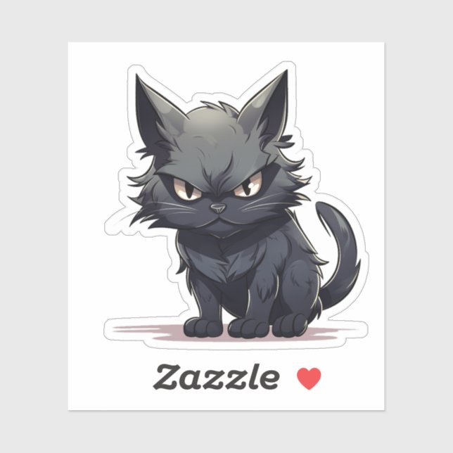 Pegatina "Zazzle Heart, Personalizado gato azul-negro de la (Hoja)