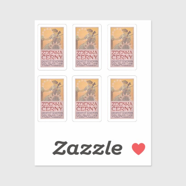 Pegatina Zdenka Cerny poster por Alphonse Mucha (Hoja)