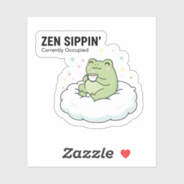 Pegatina Zen Frog Tea Sticker – Chill Cute Cloud Animal