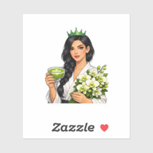 Pegatina Zen Matcha Tea Queen Bouquet de Orquídea