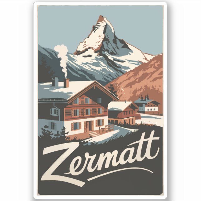 Pegatina Zermatt Suiza Viaje al arte (Anverso)