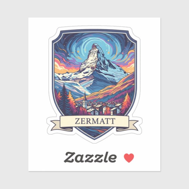 Pegatina Zermatt Switzerland Matterhorn (Hoja)