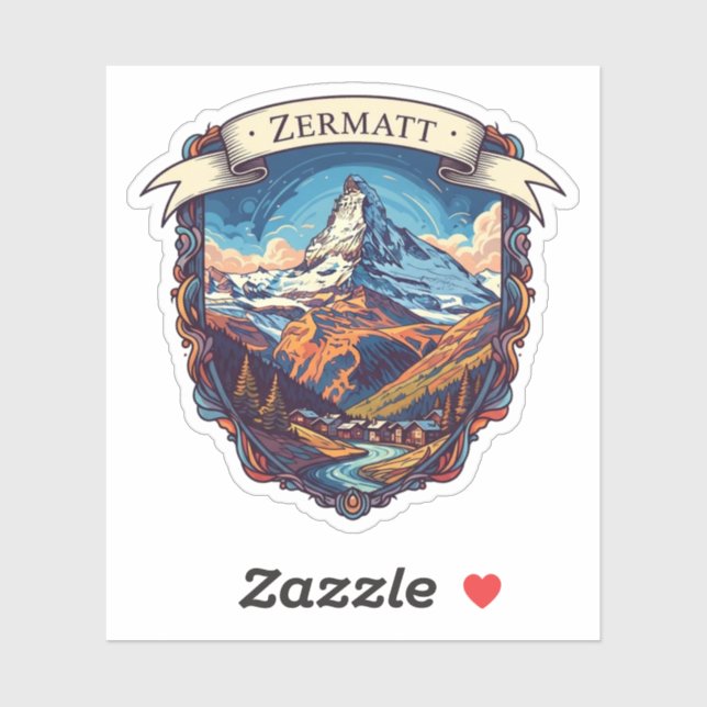 Pegatina Zermatt Switzerland Matterhorn (Hoja)