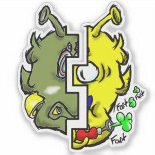 Pegatina Zippy Trippy Alien Dazs 2-Face Yello/Gre