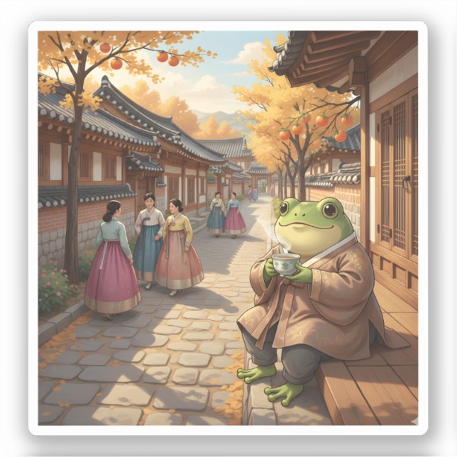 Pegatina Zochi en el pueblo Hanok de Bukchon (Anverso)