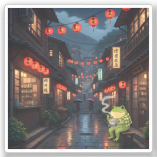 Pegatina Zochi explora la calle antigua de Jiufen en noches