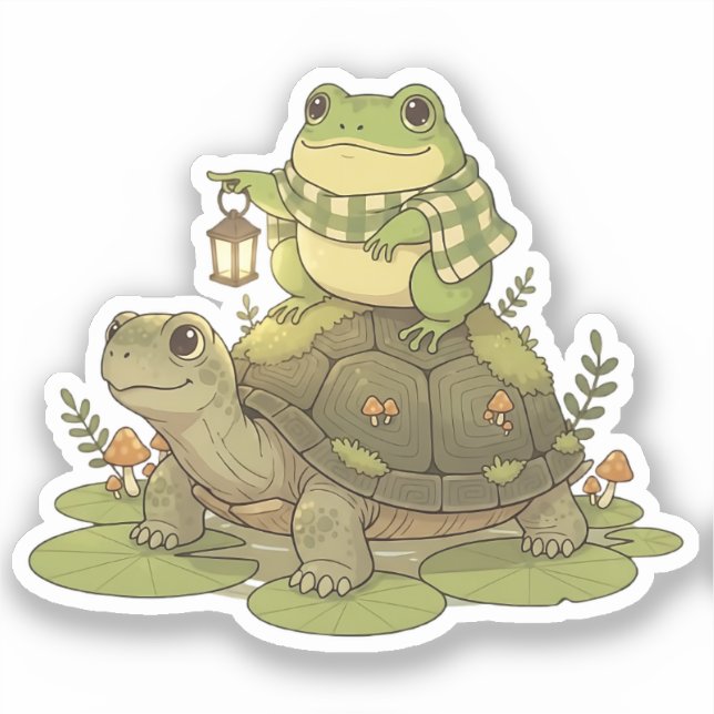 Pegatina Zochi y Mossy la Tortuga (Anverso)