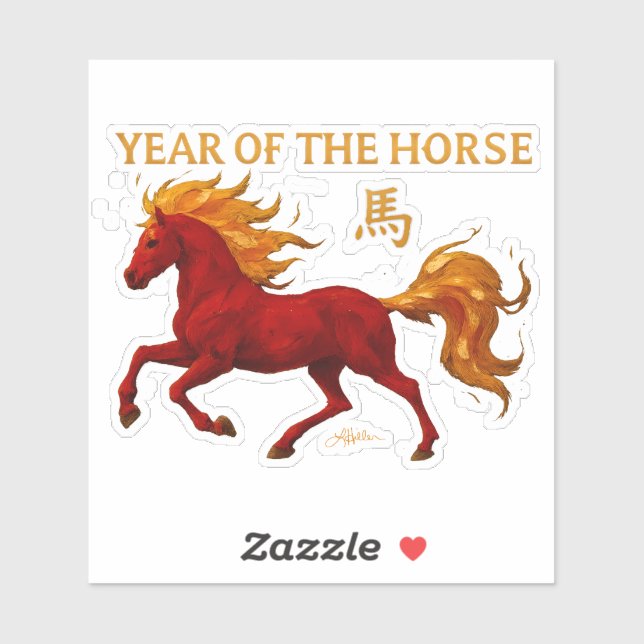Pegatina Zodiac Chinese New Year 2026 Yang Fire Horse (Hoja)