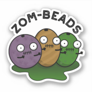 Pegatina Zom-abalorios Funny Halloween Zombie Beads Pun