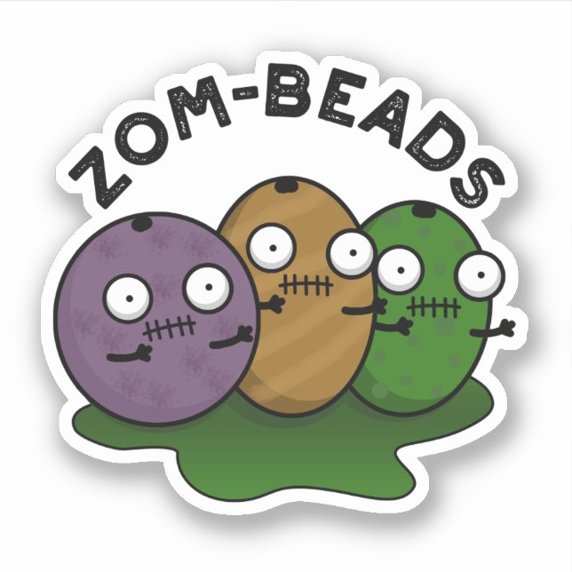 Pegatina Zom-abalorios Funny Halloween Zombie Beads Pun (Anverso)