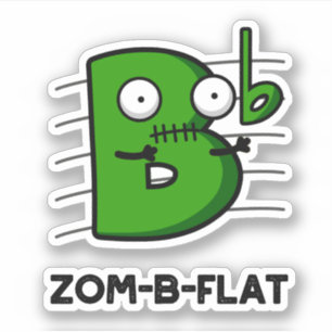 Pegatina Zom-B-Flat Funny Halloween Zombie Music Pun