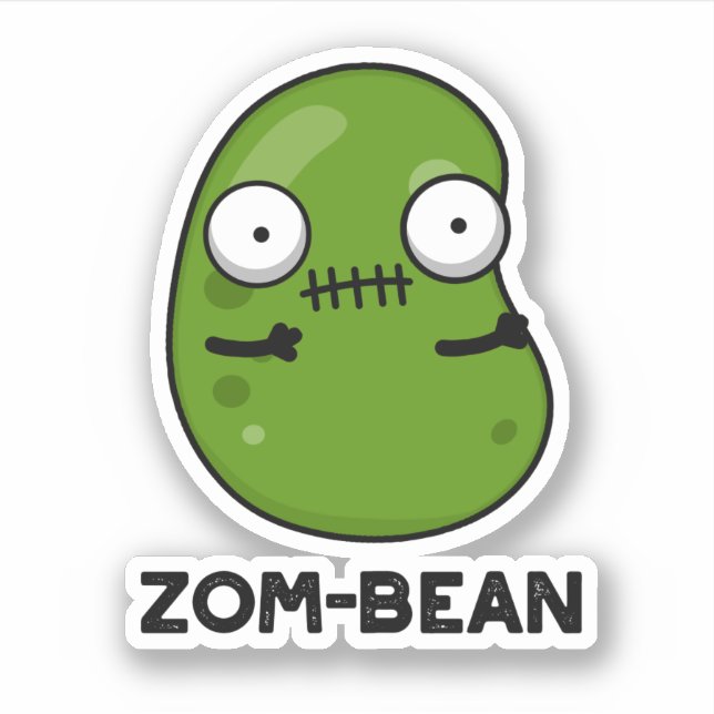 Pegatina Zom-bean Funny Halloween Zombie Bean Pun (Anverso)