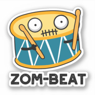 Pegatina Zom-beat Funny Halloween Zombie Drum Pun