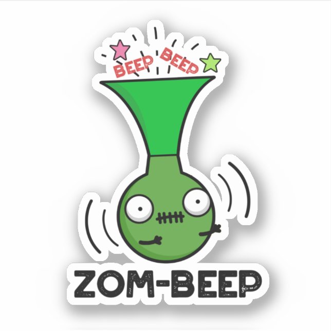 Pegatina Zom-beep Funny Halloween Zombie Honker Pun (Anverso)
