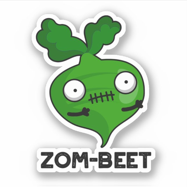 Pegatina Zom-beet Funny Halloween Zombie Beet Pun (Anverso)