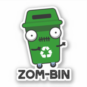 Pegatina Zom-bin Funny Halloween Zombie Trash Bin Pun