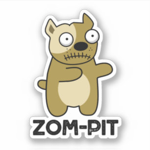 Pegatina Zom-pit Funny Halloween Zombie Pit Bull Pun