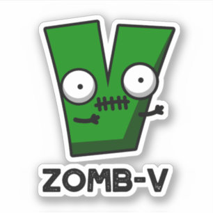 Pegatina Zomb-V Funny Halloween Zombie Alphabet V Pun