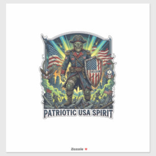 Pegatina Zombi Patriótico General Zombi Patriótico Apocalip