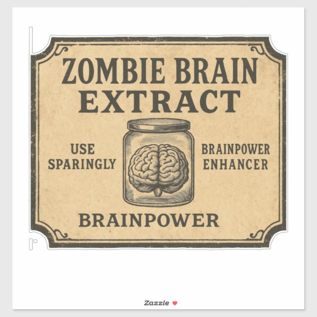 Pegatina Zombie Brain Extract - Halloween Apothecary Label (Hoja)