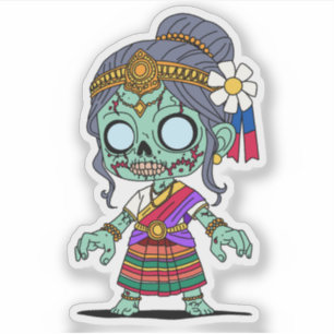 Pegatina Zombie camboyano lindo