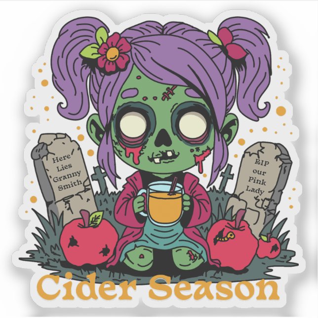 Pegatina Zombie de la temporada de Apple Cider (Anverso)