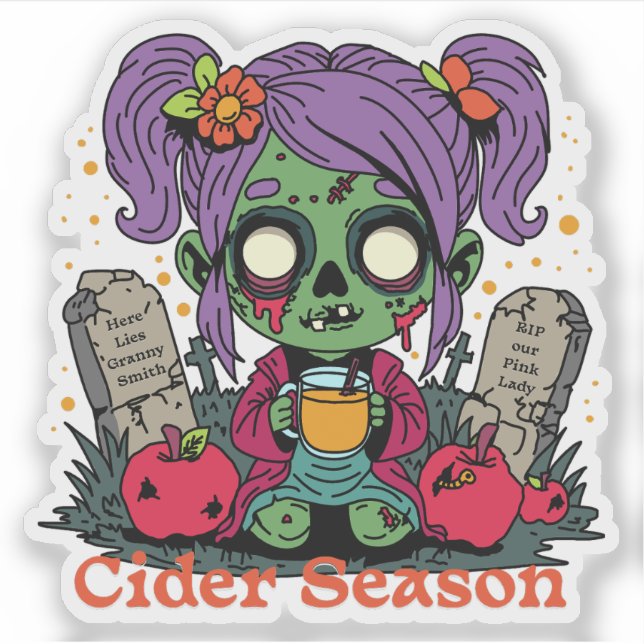 Pegatina Zombie de la temporada de Apple Cider (Anverso)