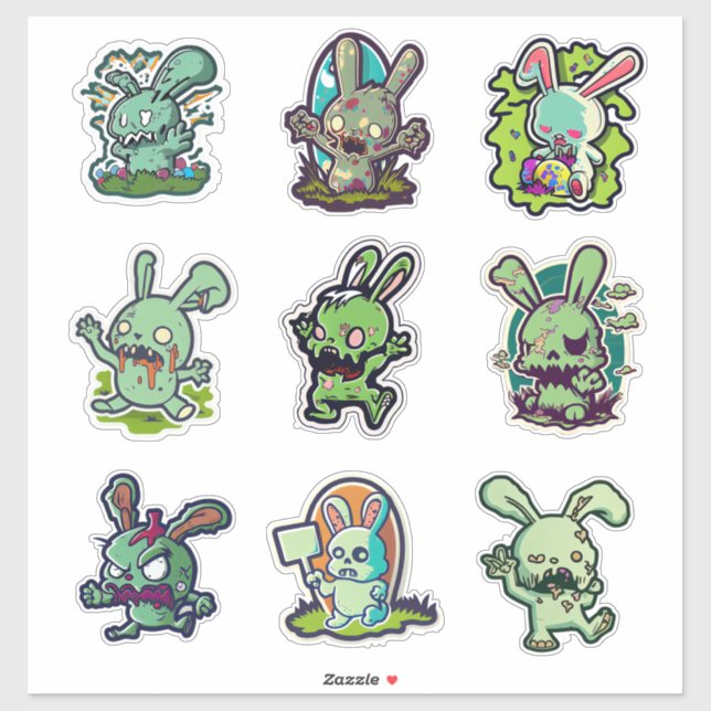 Pegatina Zombie Easter Bunny (Hoja)