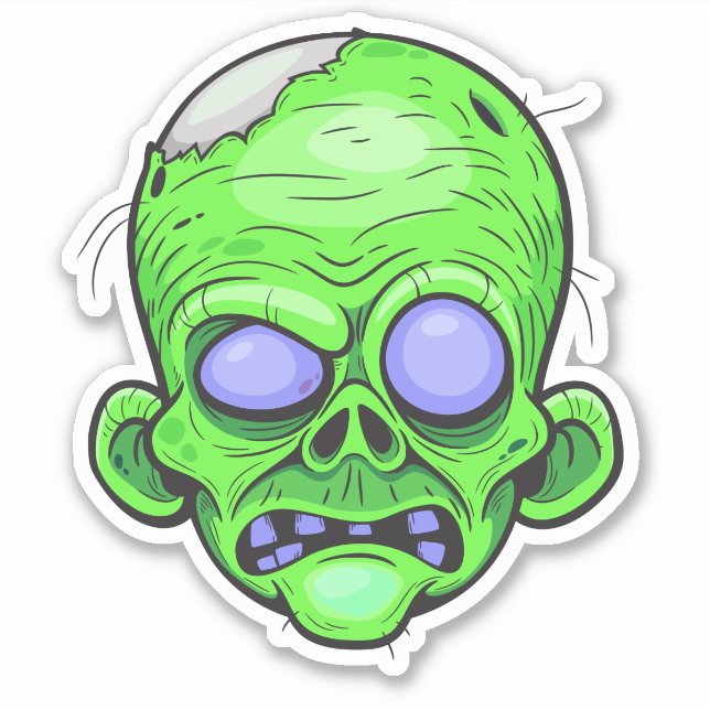 Pegatina Zombie Head Ilustracion Art (Anverso)