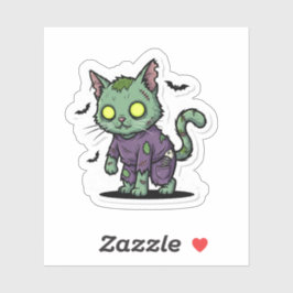 Pegatina Zombie Kitty - Fantasma Halloween de Gato Verde