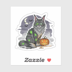 Pegatina Zombie Maine Coon - Famoso gato Halloween