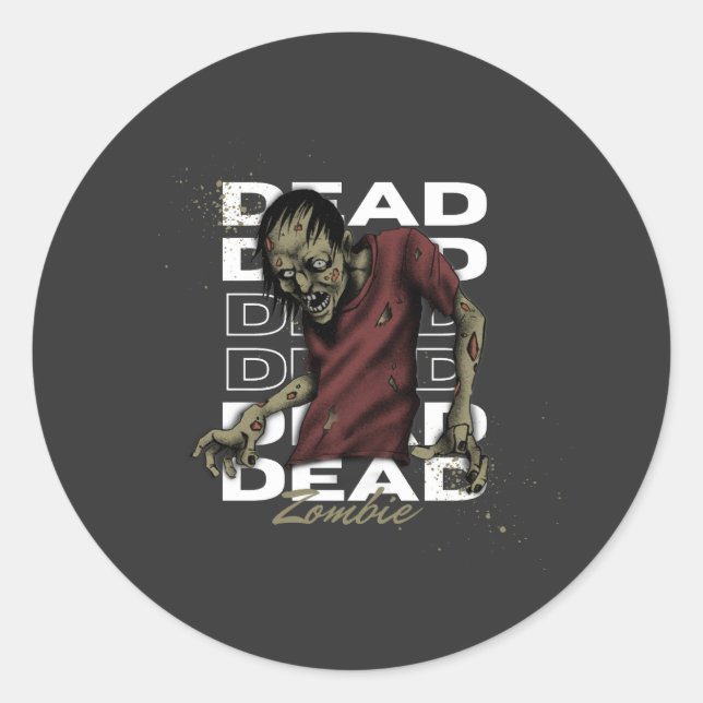 Pegatina Zombie Muerto Blanco y Marrón (Anverso)