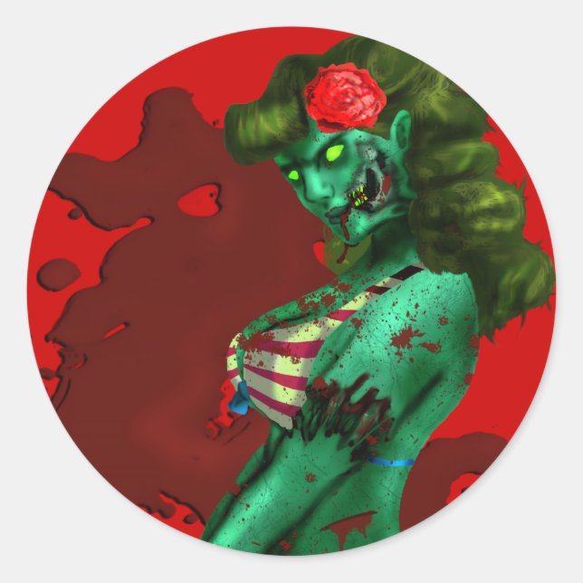 Pegatina Zombie Pin-up (Anverso)