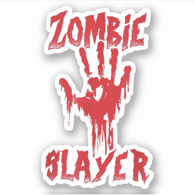Pegatina Zombie Slayer Caza Sangrienta de manos Zombies Hal (Anverso)