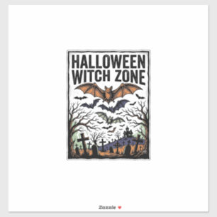 Pegatina Zona de Bruja de Halloween Diseño Antiguo de Murci