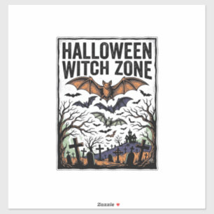 Pegatina Zona de Bruja de Halloween Diseño Antiguo de Murci