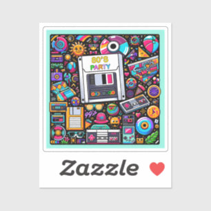 Pegatina Zona de juegos Retro Tech: Una odisea nostálgica d